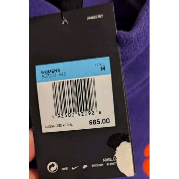 Nike Fleece Clemson Tigers Womens Medium Purple 1/4 Zip Long Sleeve Pullover NWT - Picture 4 of 5